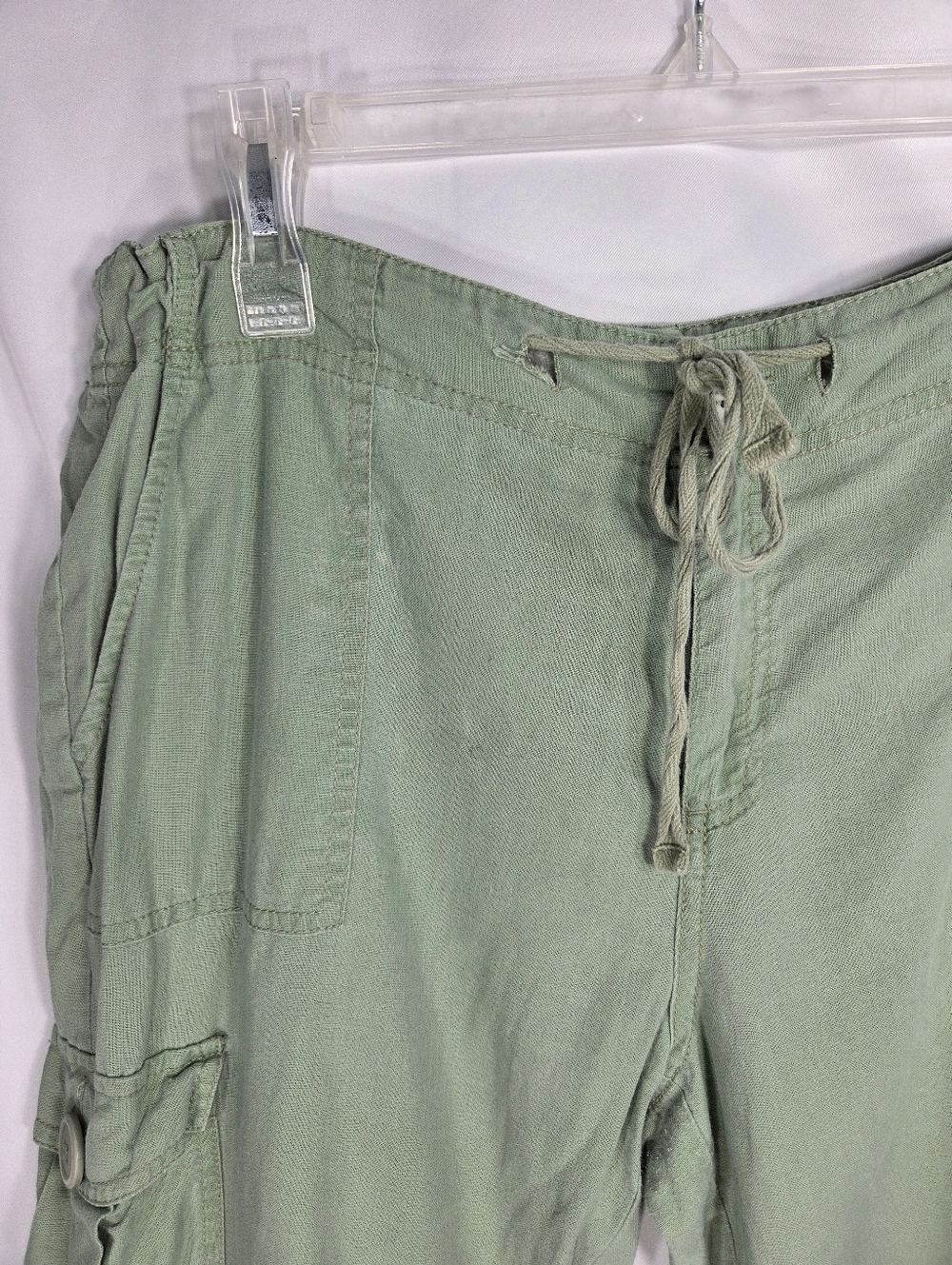 Vintage Route 66 Original Green Low Slung Linen Blend Cargo Capri Pants Size 8 - Picture 4 of 10
